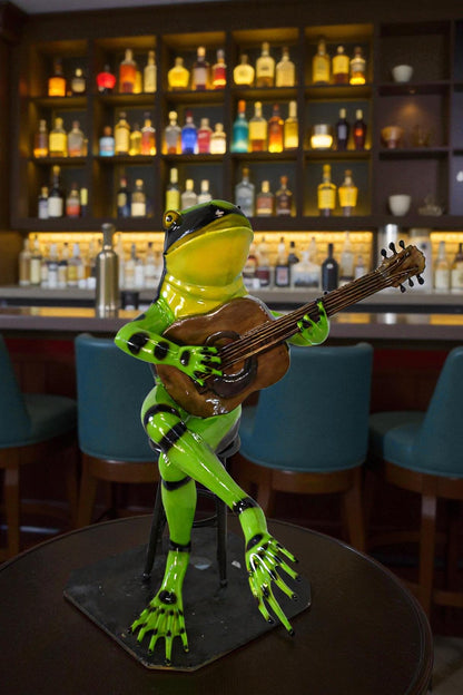 Green Frog Playing the Guitar Bronze Statue Size: 23" x 21" x 29"H