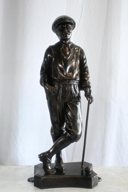 Vintage Golfer Statue Leaning on Club Aluminum Golf Gift 14"x9"x39"H