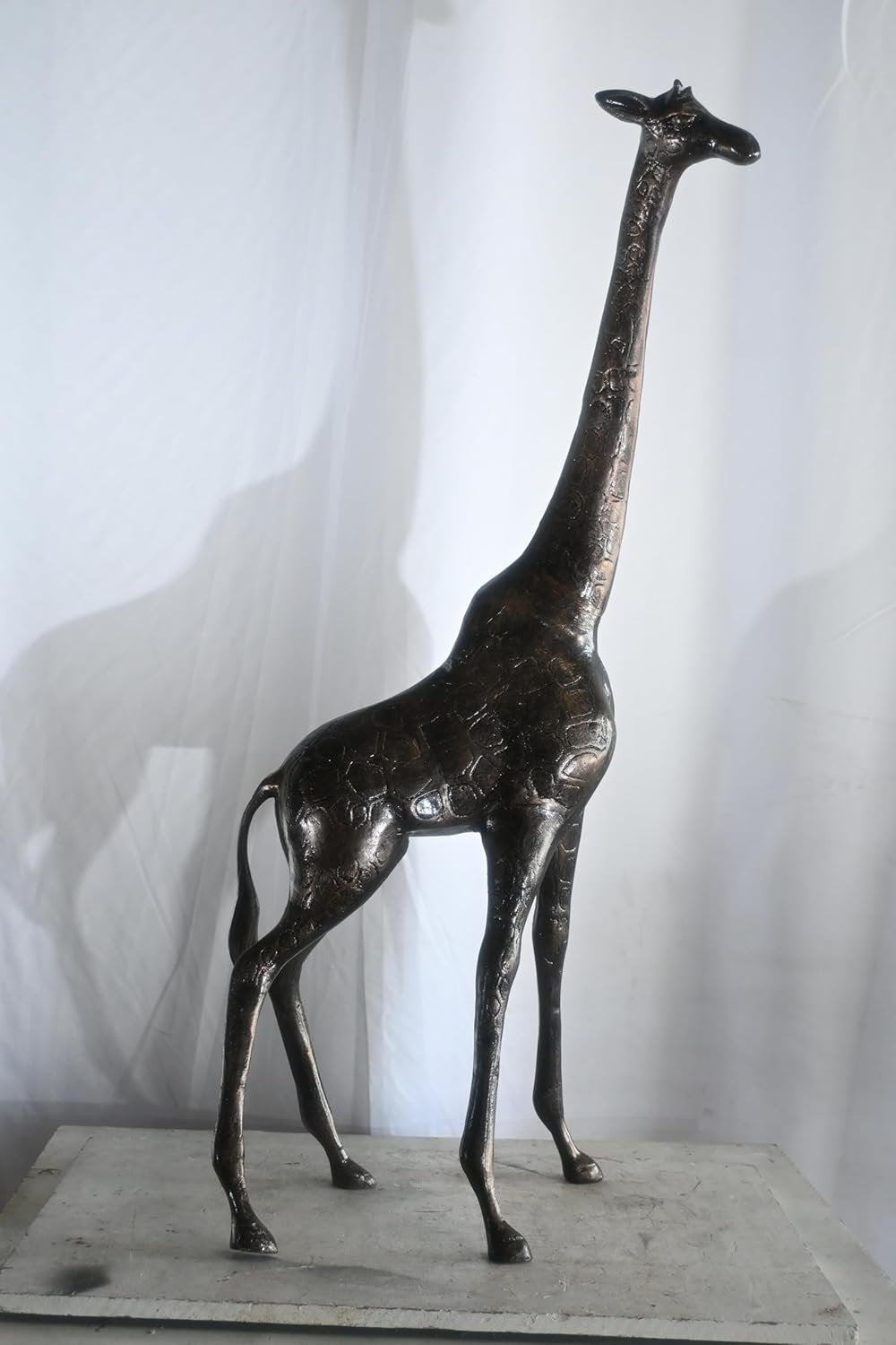 Tall Standing Giraffe Handcrafted Aluminum Safari Statue 19"x11"x49"H