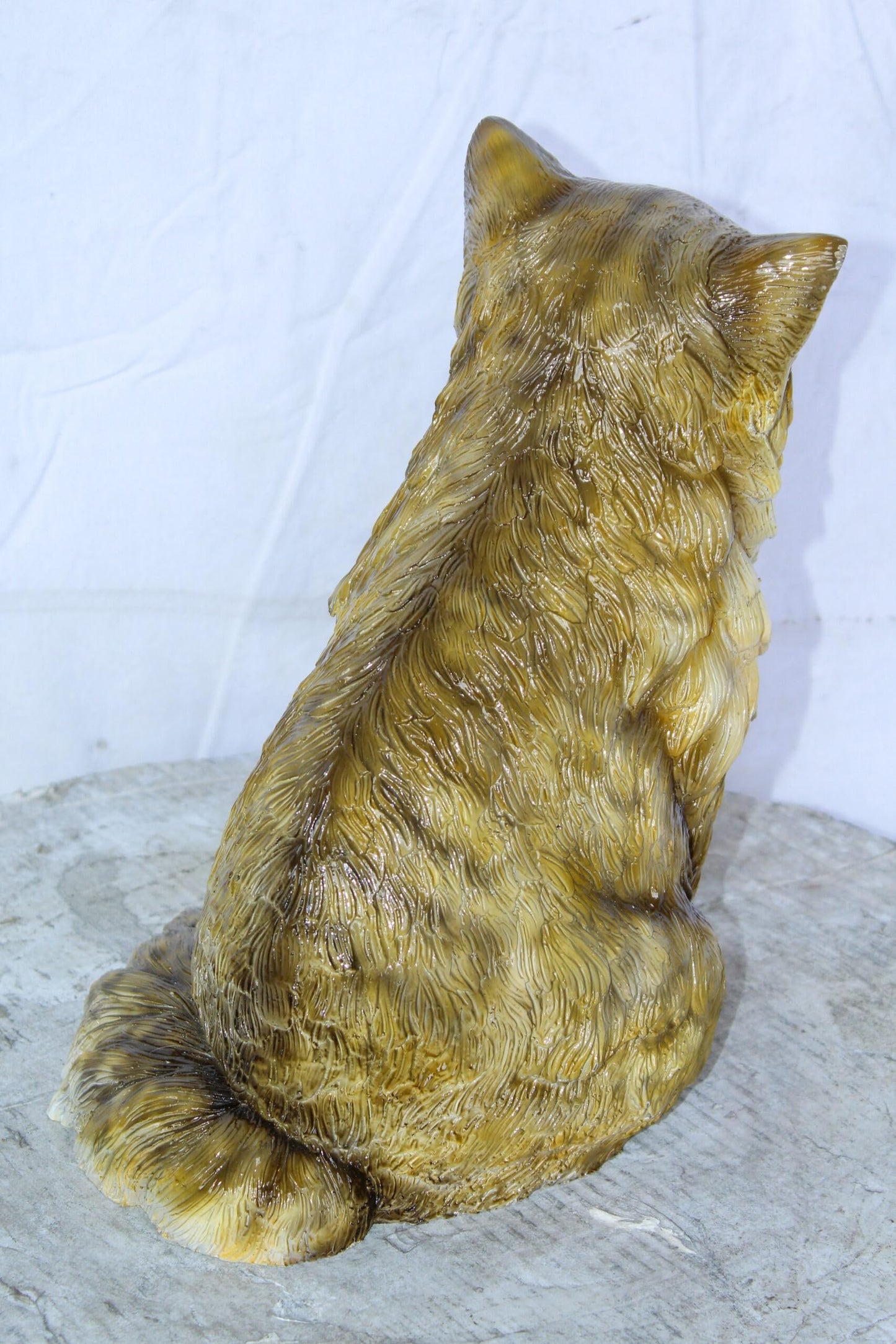 Colored Cat Sitting Bronze Statue, Charming for Cat Lovers 12" x 10" x 14"H