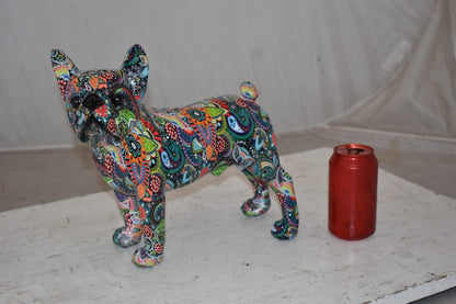 Multicolor Abstract Pug Resin Statue Size: 13" x 5" x 11"H