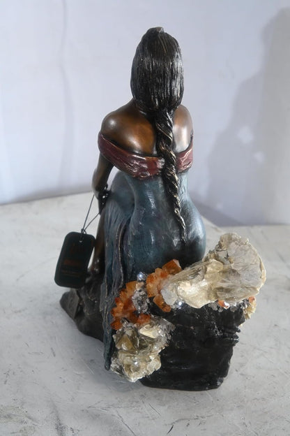 Manel Vidal Alba Bronze Sculpture by Ebano with Crystals 13"x6"x14"H