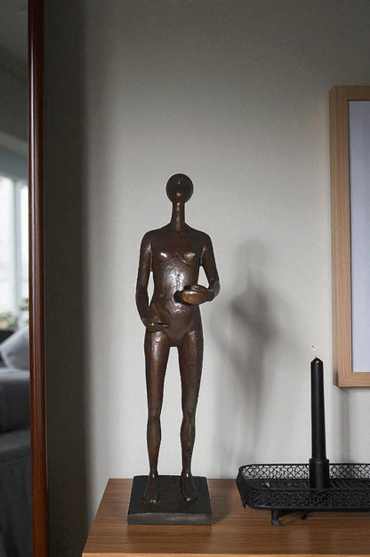 Abstract of Nude Girl Standing Bronze Statue Art Nude -  Size: 6"L x 6"W x 24"H.