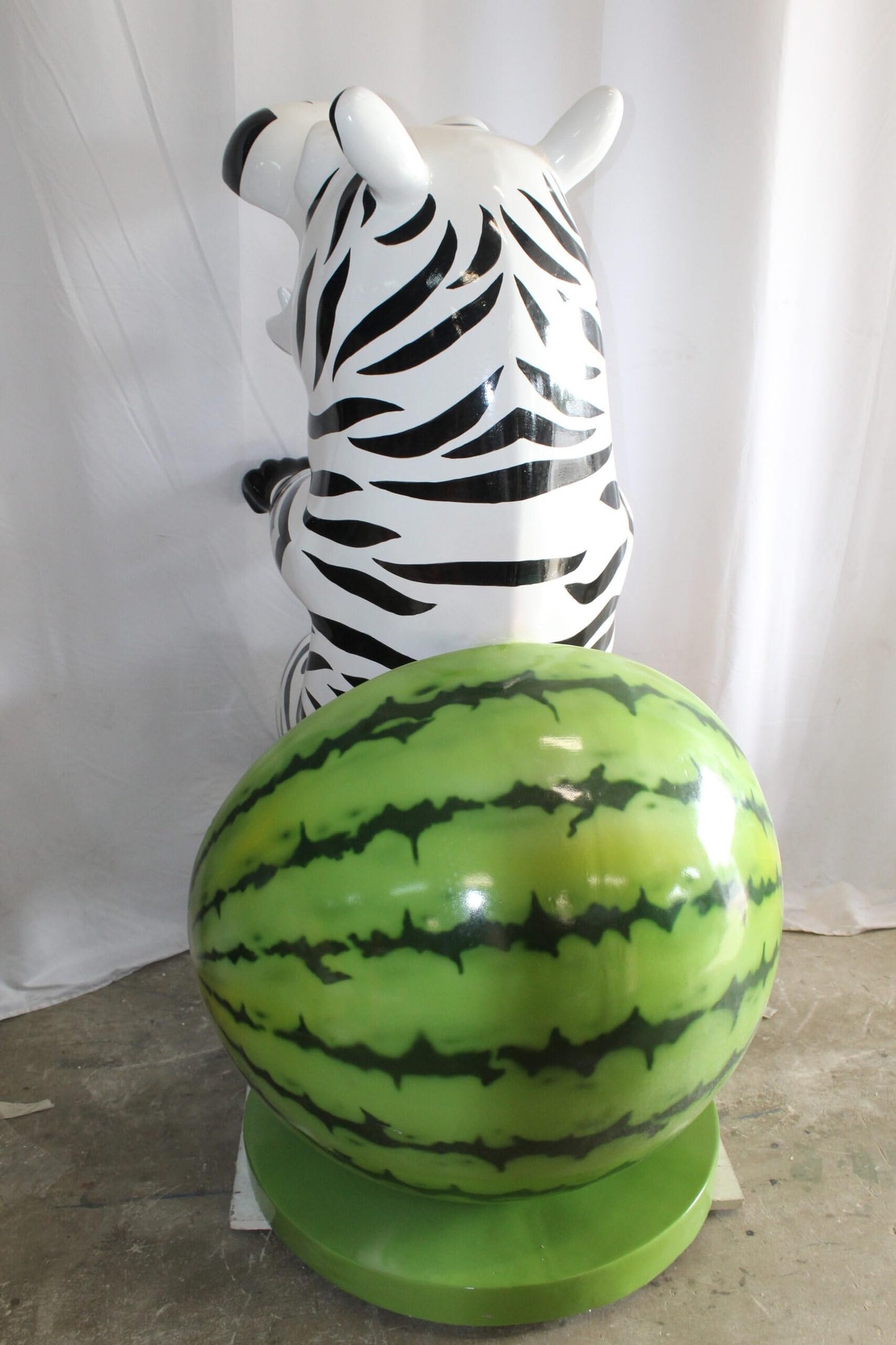 Happy Hippo Wearing Pajamas on a Watermelon Fiberglass statue 40" x 58" x 67"H