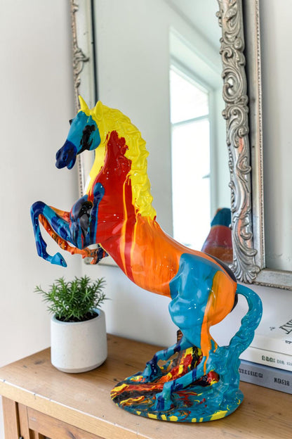 Rearing Horse Color Painted Made of Resin Size: 19" x 8" x 21"H