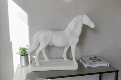 Standing Horse Made of White Marble Size: 11" x 5" x 9"H