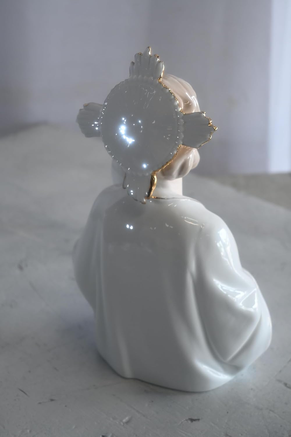 Porcelain Saint Joseph and Christ Child Gold Halo Statue 6"x4"x9"H