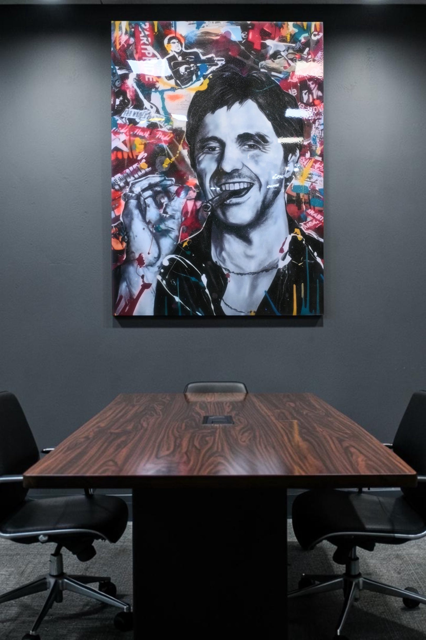 Tony Montana Scarface Pop Art Resin Covered Canvas 43"x59"