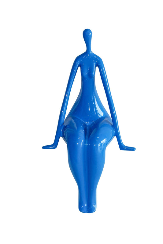 Modern  Abstract Art Resin Statue Sitting On Edge Female Figure 8" x 6" x 15"H