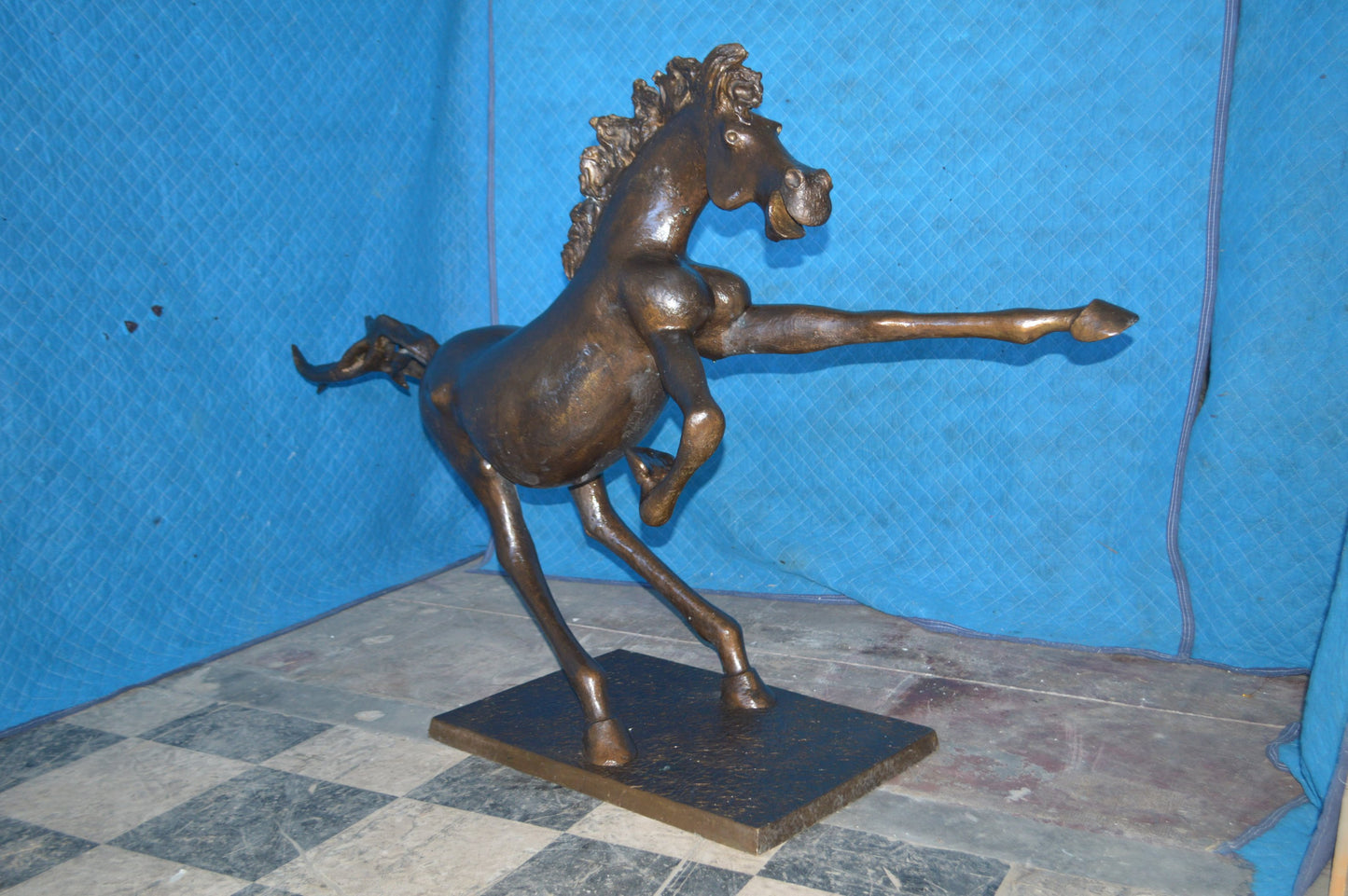 Original 2 of 9 Horse Statue by Attilio de Luca -  Size: 68"L x 19"W x 58"H