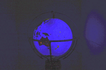 Illuminated Blue - World Globe Rotated by motor - Size: 19" x 19" x 42"H