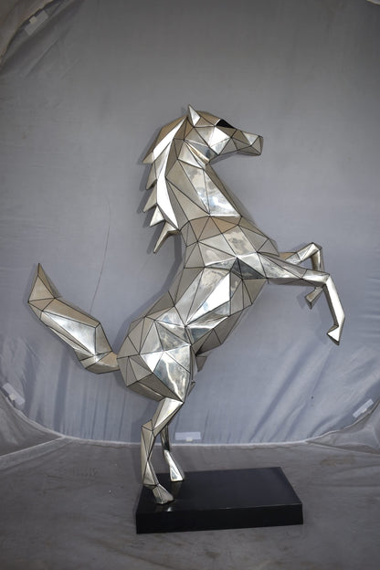 Modern Textiled Ferrari Horse Silver Finish Bronze Statue Size: 30" x 11" x 38"H