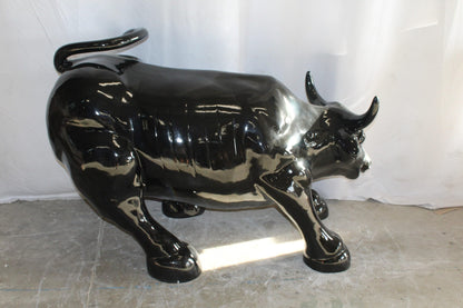 Iconic Giant Fiberglass Black Color Wall Street Bull 57" x 28" x 33"H