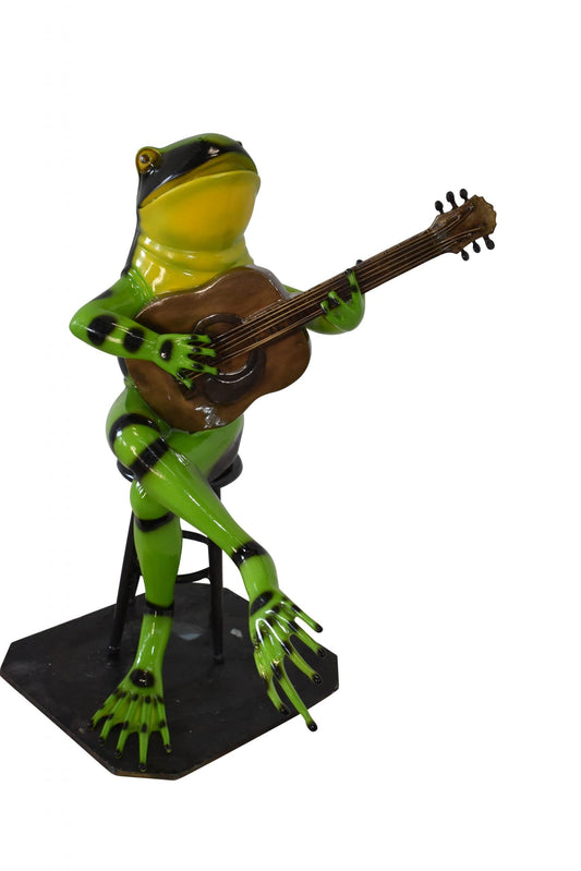 Green Frog Playing the Guitar Bronze Statue Size: 23" x 21" x 29"H