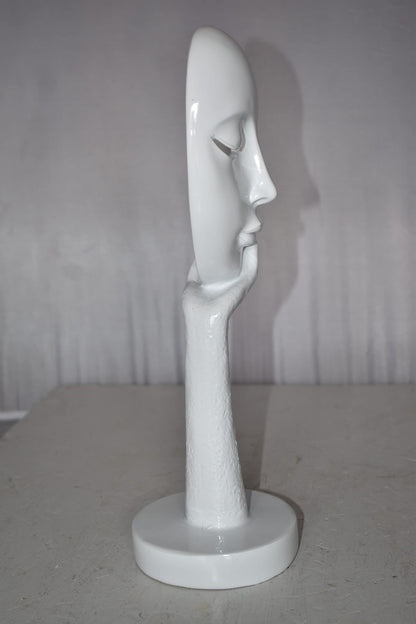 Modern Art White Thinking Head Statue Made of Resin Size: 6" x 4" x 16"H