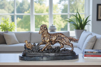 Golden retriever enjoying the outdoors bronze statue -  Size: 16"L x 7"W x 9"H.
