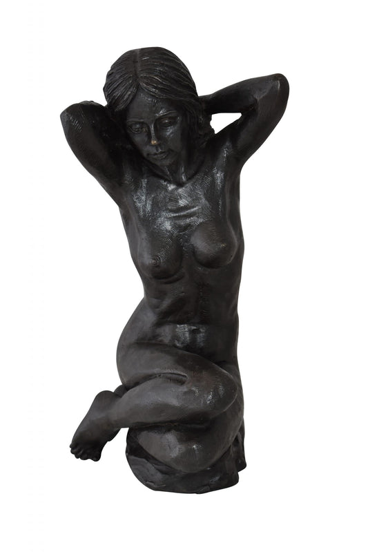 Lady Sitting Art Nude Posing Naked for Artist - Bronze Statue 7" x 8" x 13"H