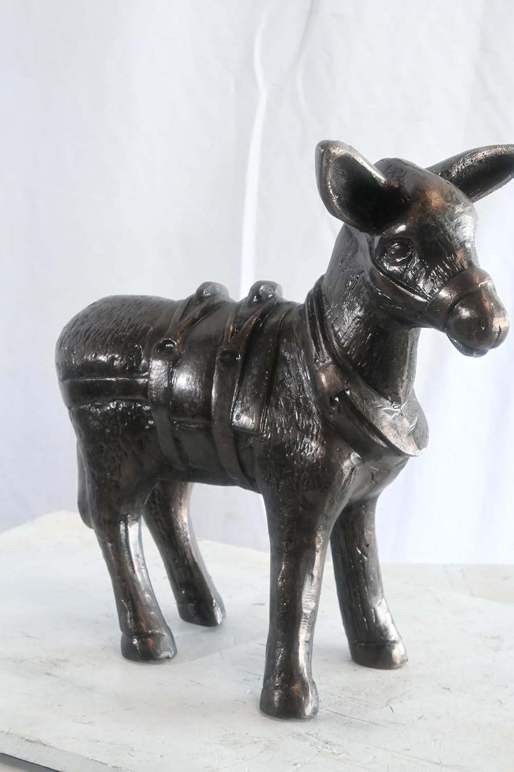 Pack Donkey Statue with Saddle and Halter Aluminum Decor 20"x9"x19"H