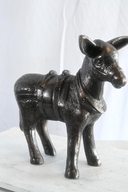 Pack Donkey Statue with Saddle and Halter Aluminum Decor 20"x9"x19"H