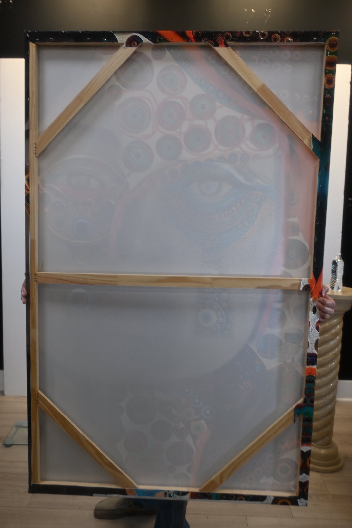 Mosaic Evil Eye Mixed Media Resin Covered Canvas 40"x64"