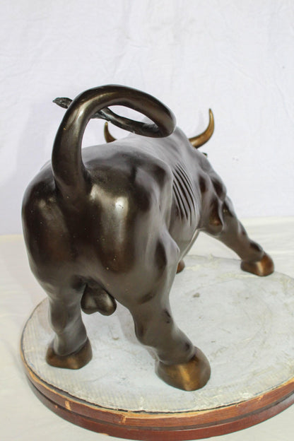 Nifao Wall Street Bull Bronze Statue – Handcrafted Lost Wax Casting – Powerful Charging Bull Symbol of Strength, Wealth & Market Success – Office, Business, and Home Décor – 32" x 16" x 21"H
