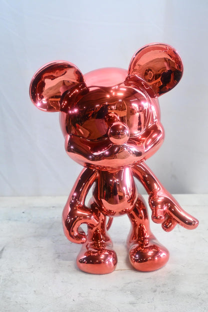 Rose Gold Mouse Cartoon Character Resin Sculpture Figurine 12"x9"x16"H