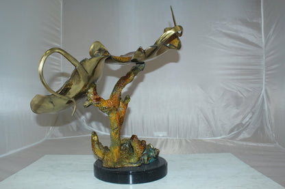 Double Manta Ray Bronze Statue -  Size: 14"L x 24"W x 21"H.