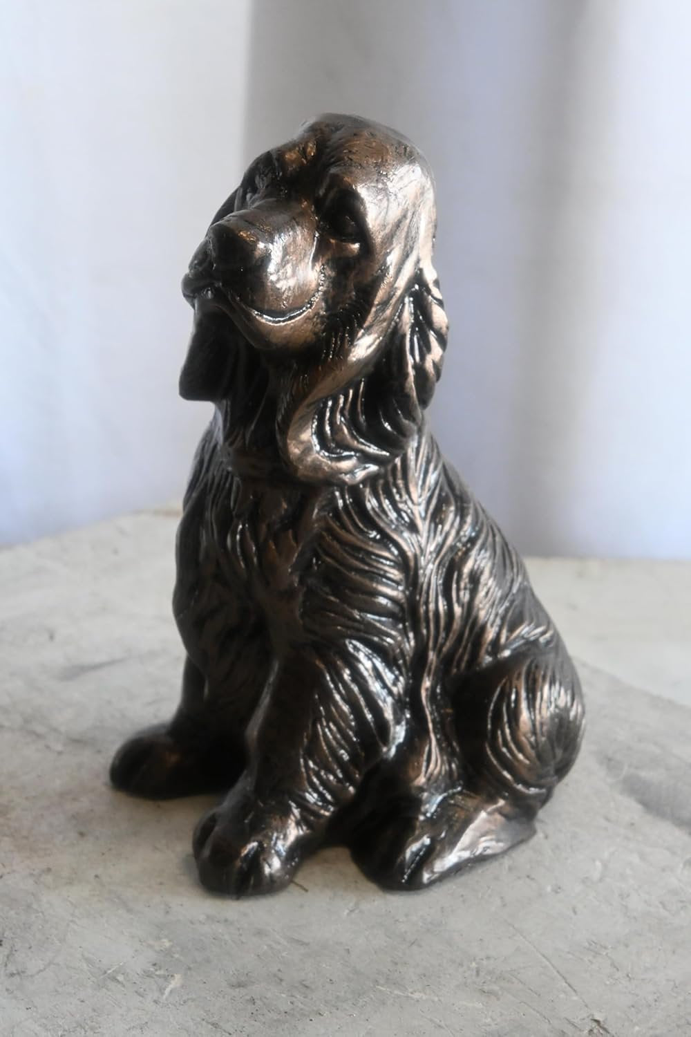 Classic Sitting Cocker Spaniel Handcrafted Aluminum Statue 9"x7"x14"H