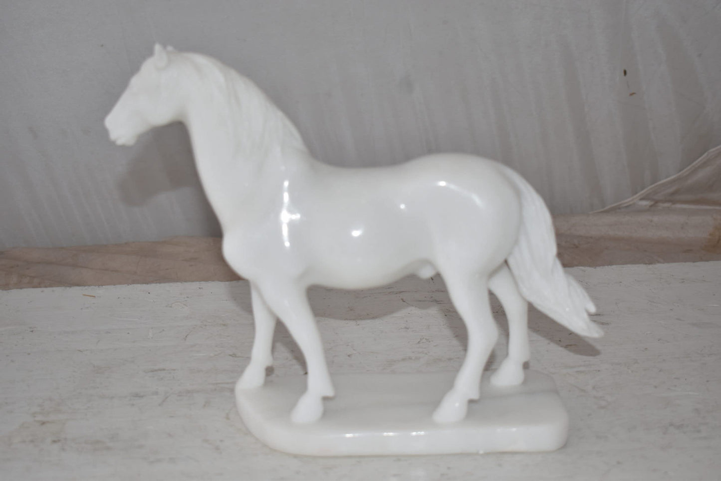 Standing Horse Made of White Marble Size: 11" x 5" x 9"H