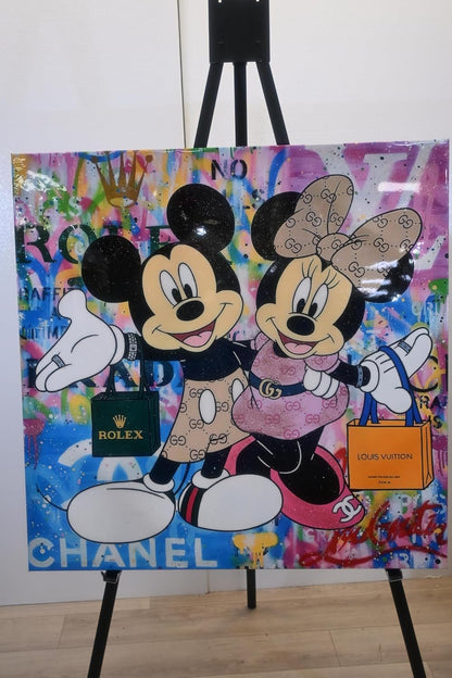 Fashionista Mice Shopping Pop Art Resin Canvas 38"x38"