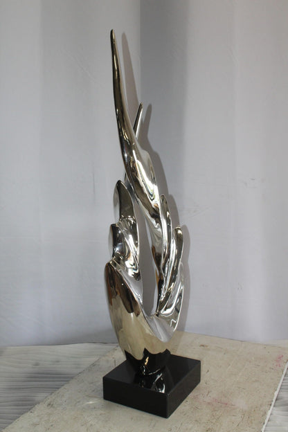 Silver Modern Abstract Resin Statue on Marble Base 13" x 7" x 36"H