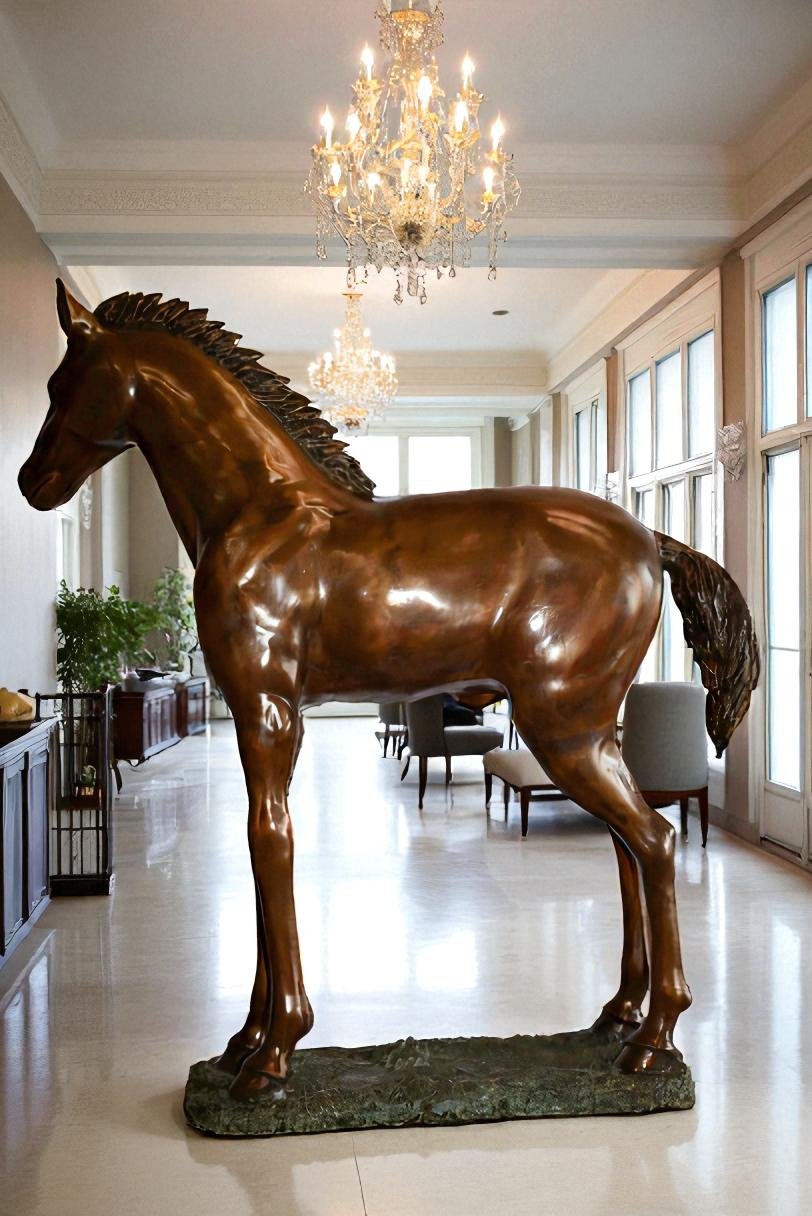 Standing Pony Made of Bronze Statue 47" x 12" x 48"H