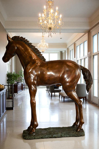 Standing Pony Made of Bronze Statue 47" x 12" x 48"H