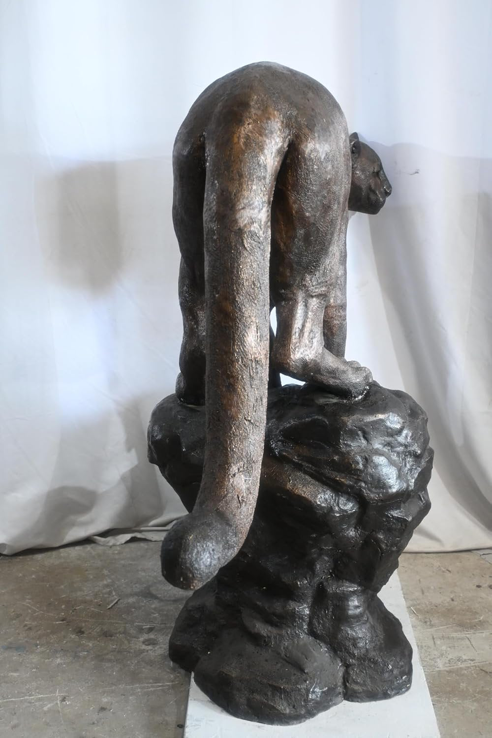 Giant Bronze Mountain Lion Cougar Statue on a Rock Base 64"x24"x52"H
