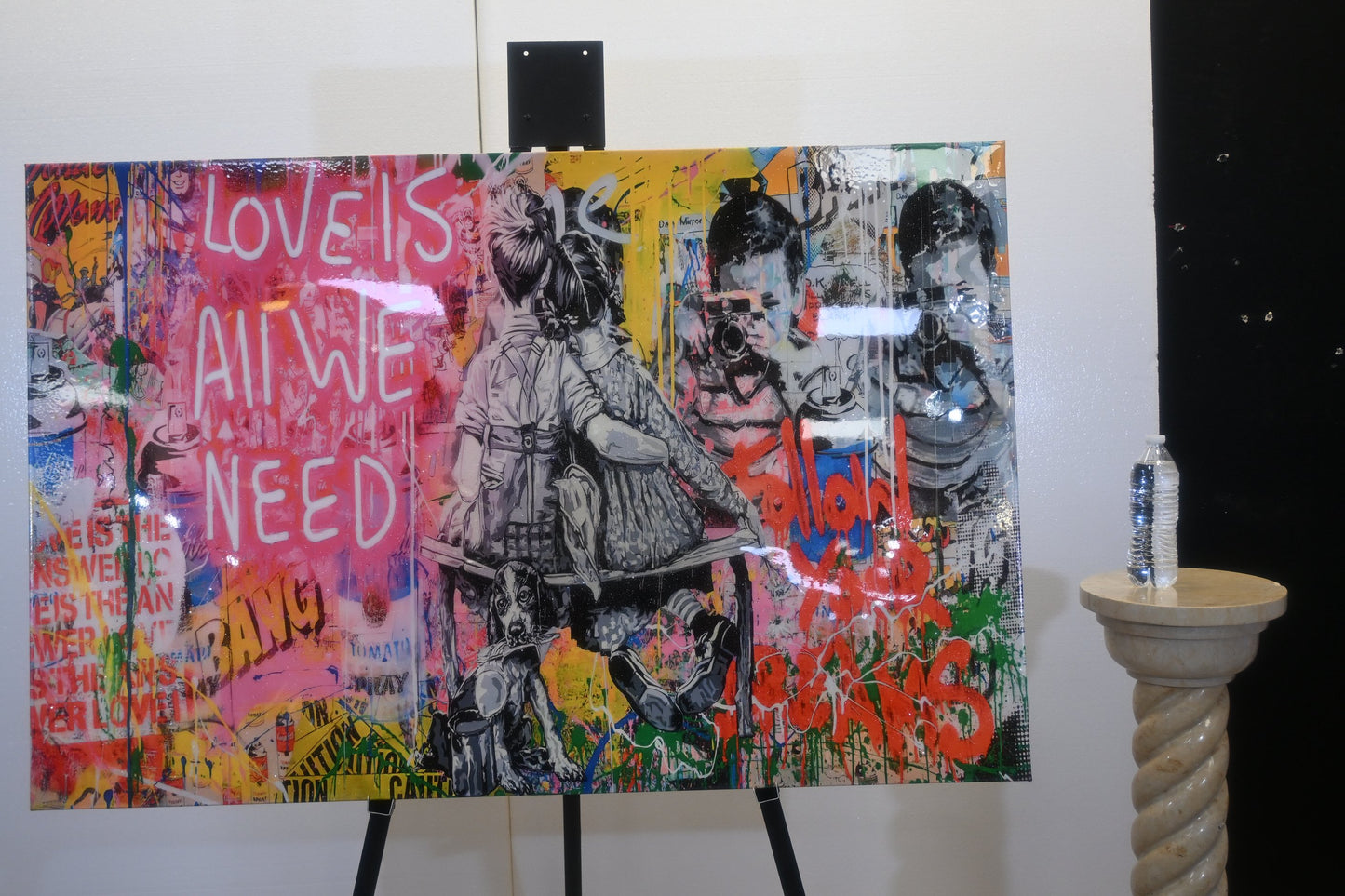 Love Is All We Need Street Art Style Resin Canvas 54"x35"