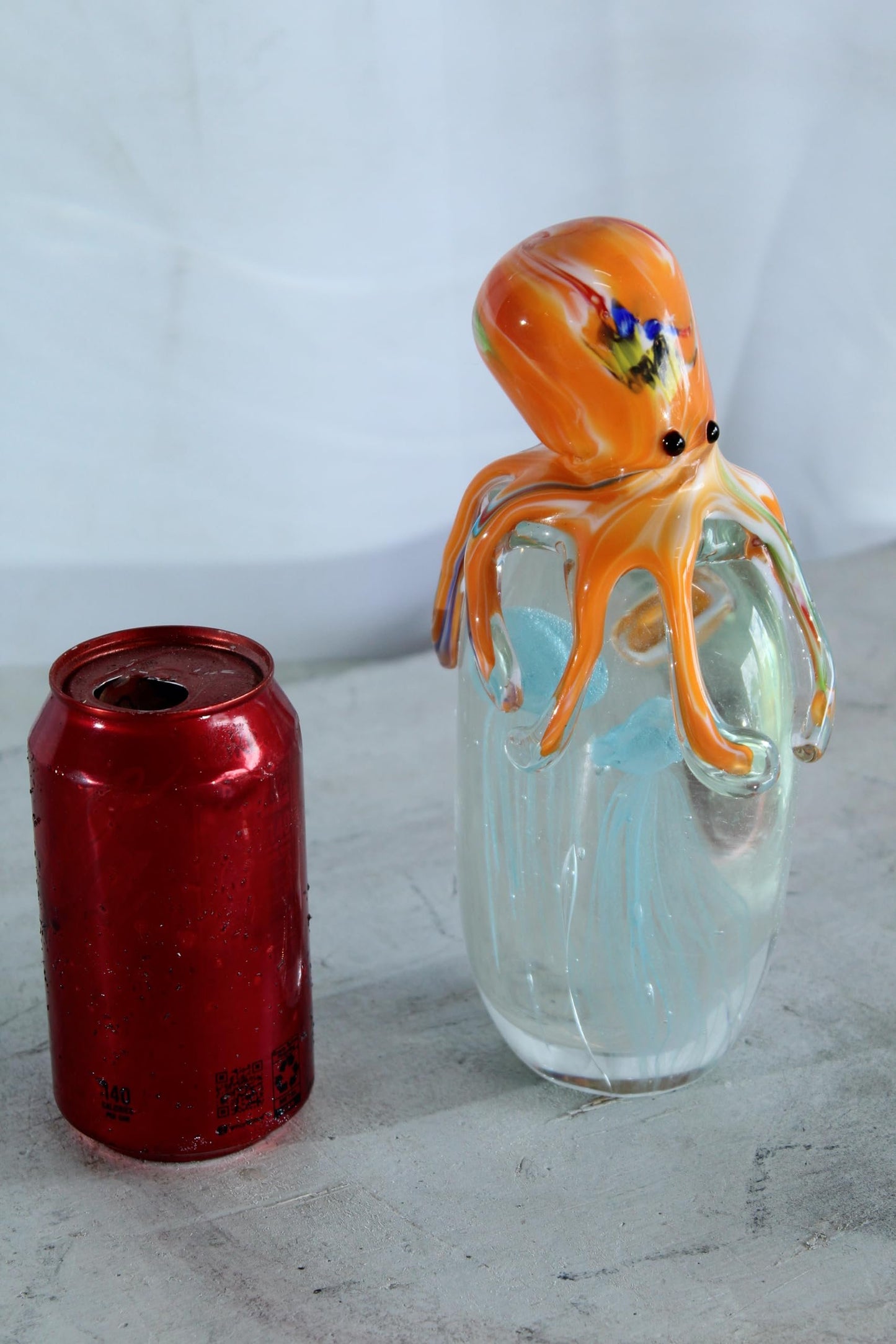 NIFAO Glass Octopus Jellyfish Paperweight Coastal Art Decor 5" x 3" x 9"H