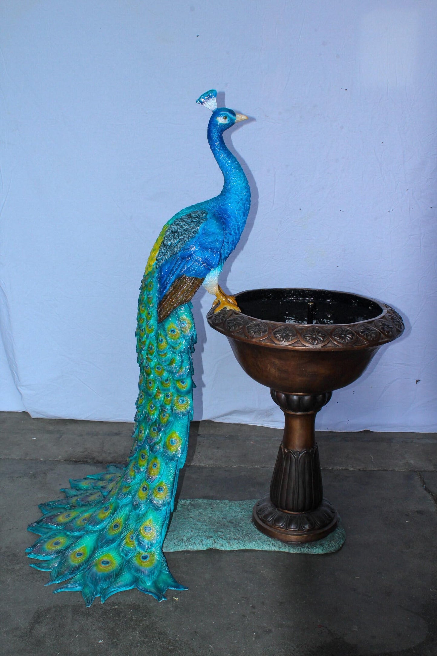 Bronze Peacock Fountain Sculpture with Decorative Bowl