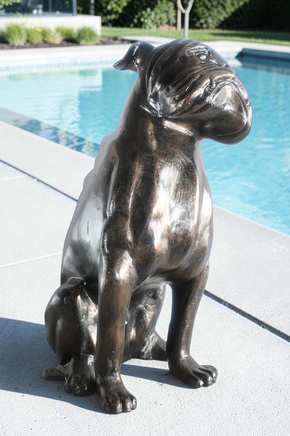 Bold Life Size English Bulldog Aluminum Garden Sculpture 22"x15"x29"H