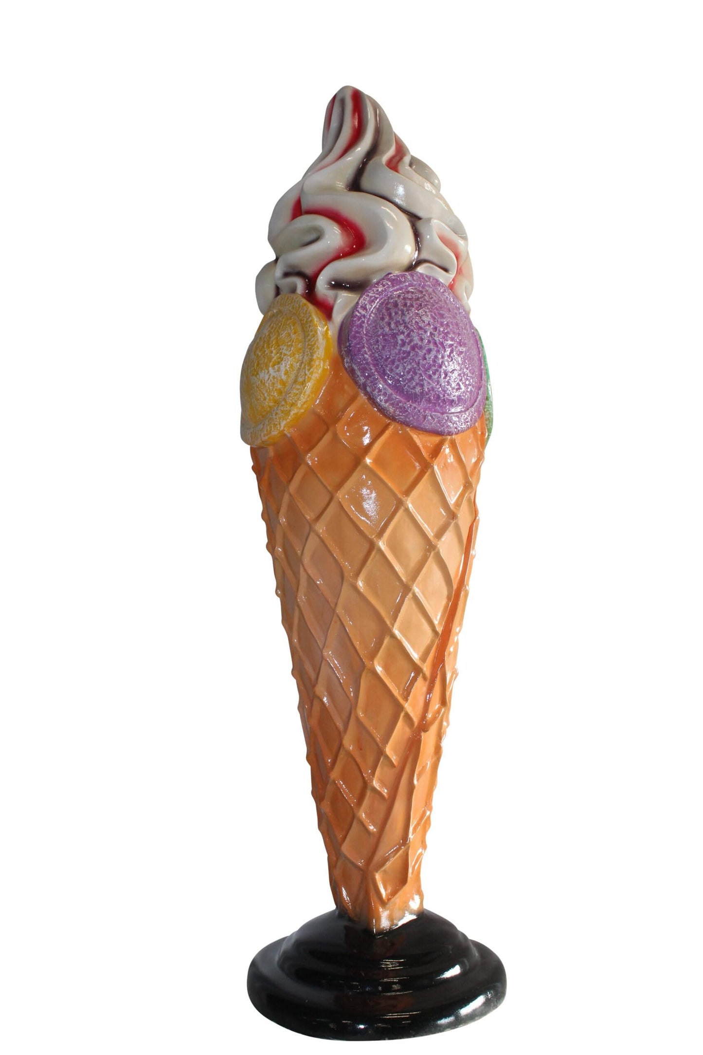 Giant Fiberglass Ice Cream Cone Statue, Sweet Delight 19" x 19" x 62"H