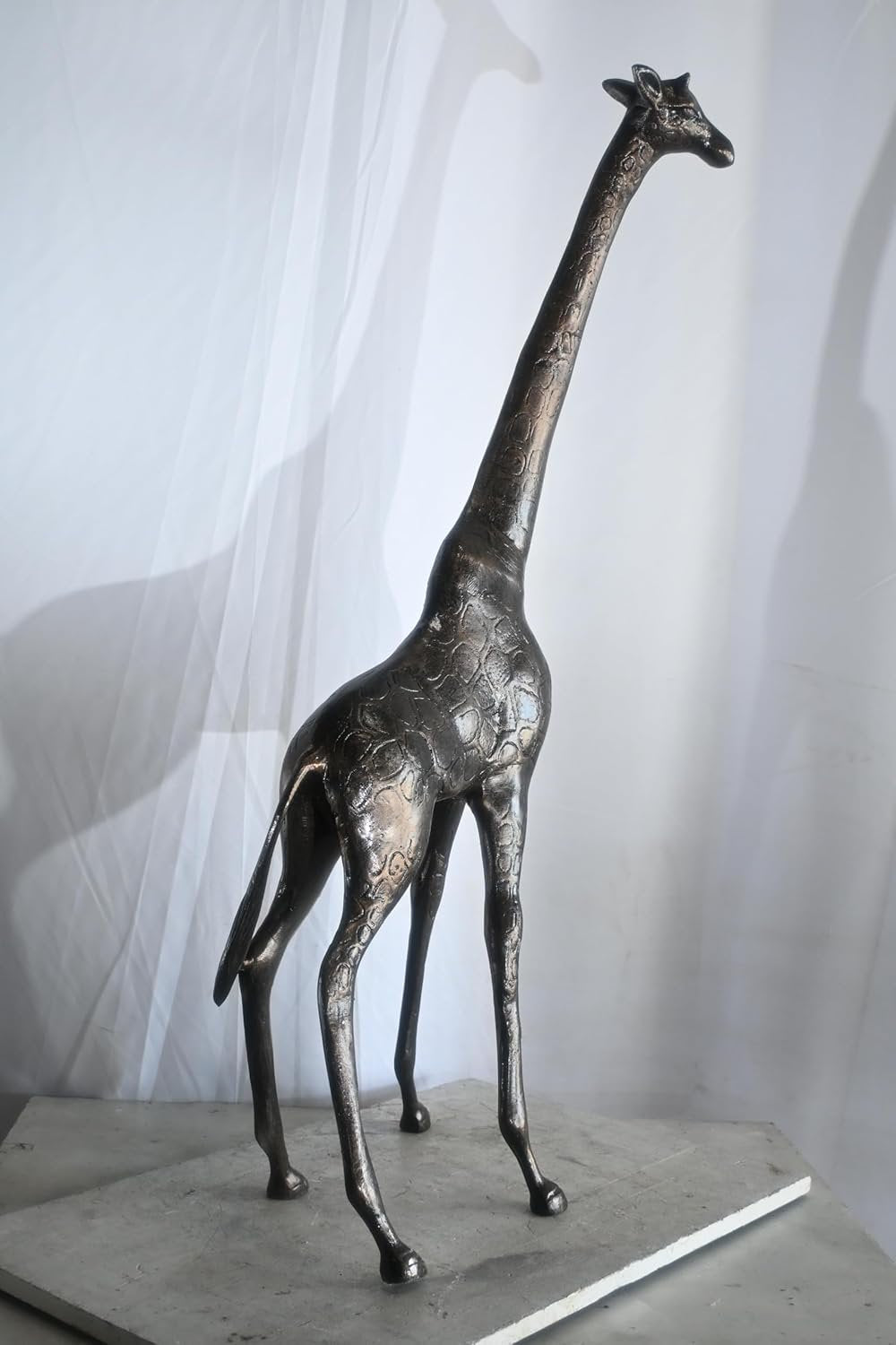 Tall Standing Giraffe Handcrafted Aluminum Safari Statue 19"x11"x49"H