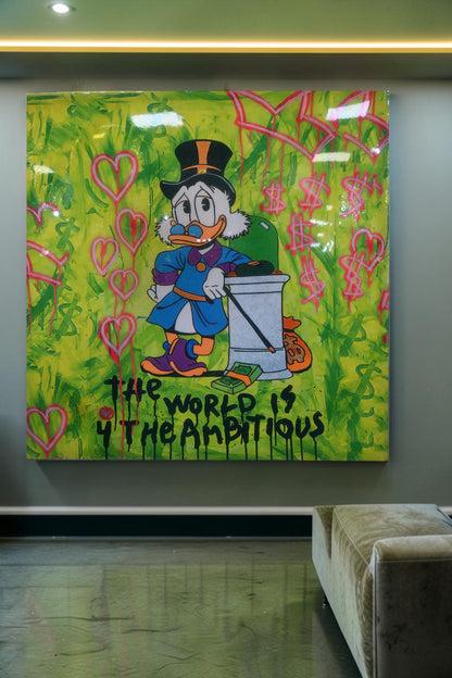 Ambitious Wealthy Duck Tycoon Graffiti Resin Canvas 44"x44"