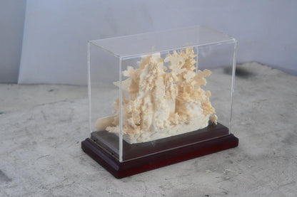 Carved Resin Chinese Pagoda Temple Garden in Case 8"x4"x7"H