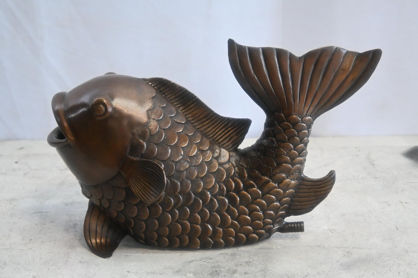 Bronze Koi Fish Fountain Sculpture Garden Water Feature 15"x7"x9"H