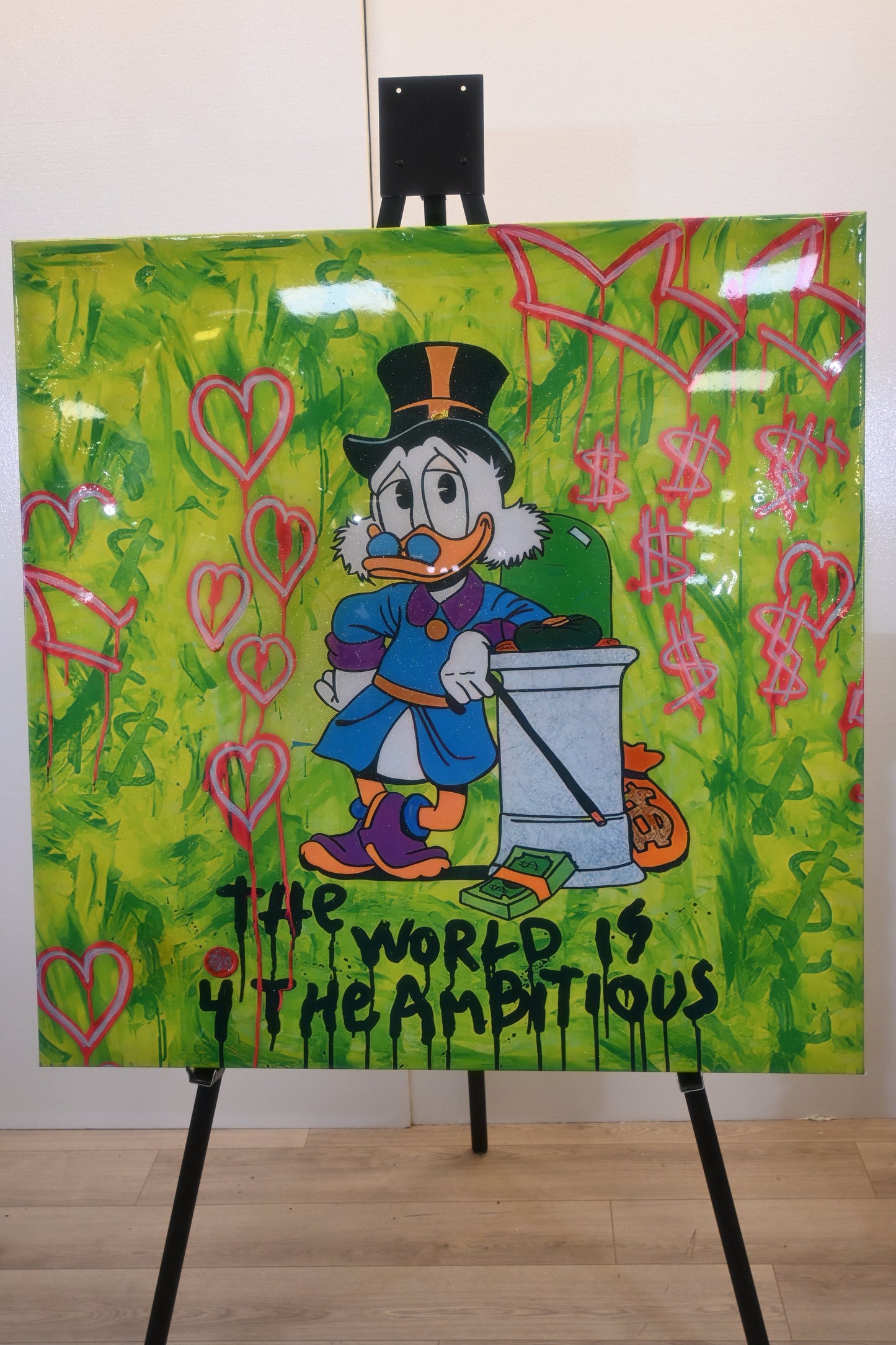 Ambitious Wealthy Duck Tycoon Graffiti Resin Canvas 44"x44"