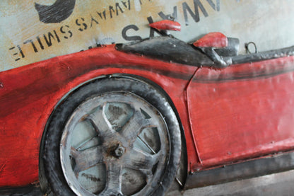 NIFAO Lamborghini Inspired Red Convertible Metal Wall Art 3D Design 79" x 2" x 40"H