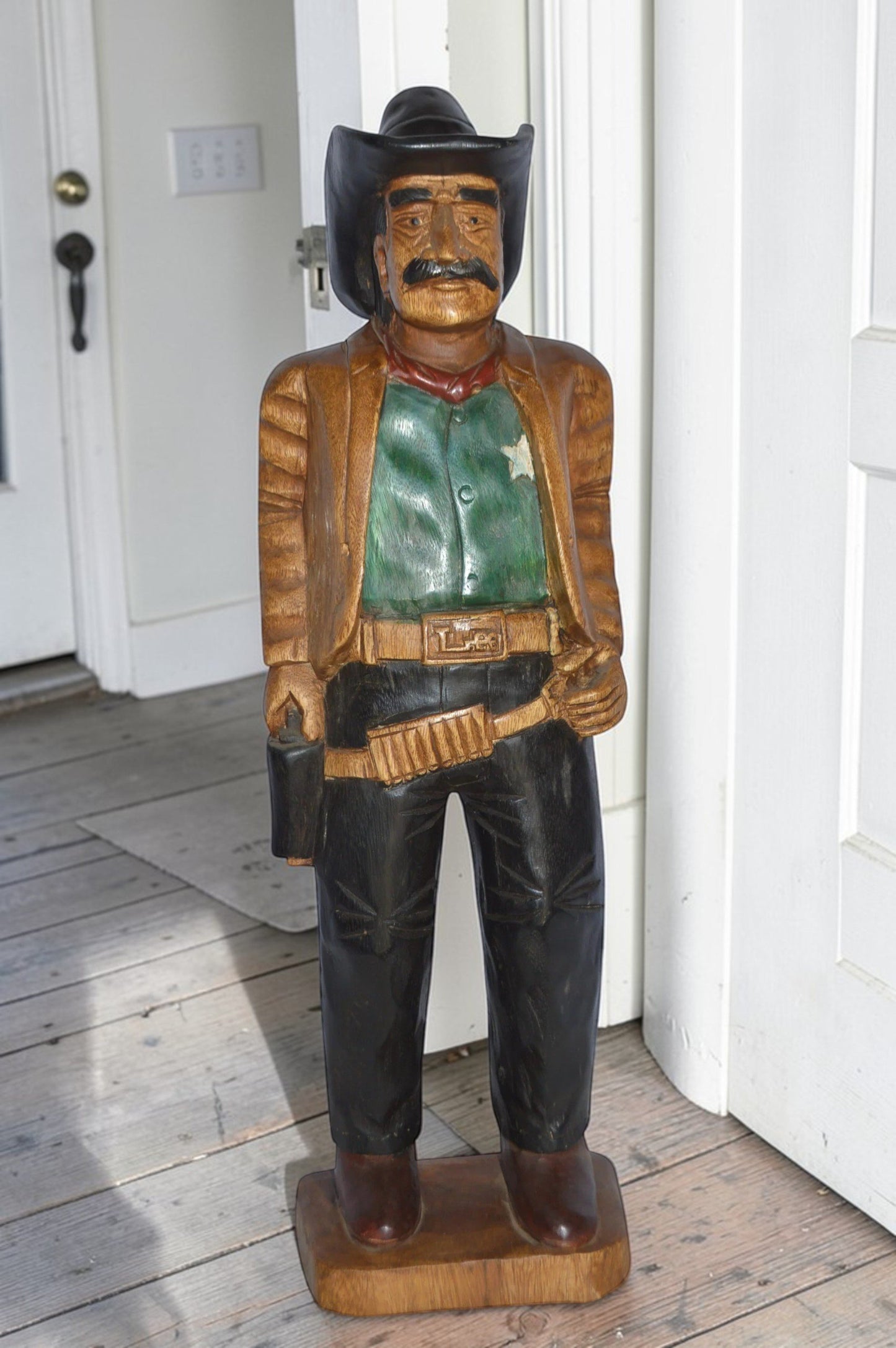 Sheriff Made of Wood Statue - Size: 6"L x 9"W x 30"H.