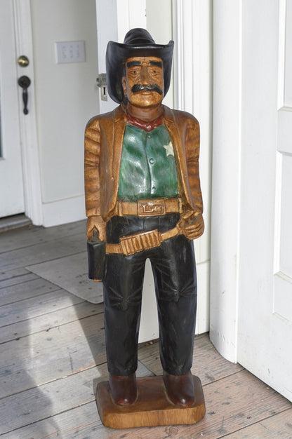 Sheriff Made of Wood Statue - Size: 6"L x 9"W x 30"H.