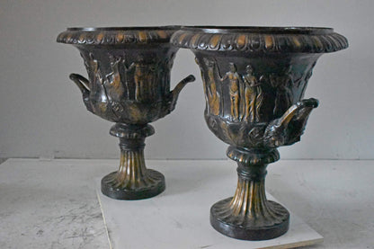 Pair of Beautiful Urns Bronze Statues - Size: 24"L x 24"W x 29"H.