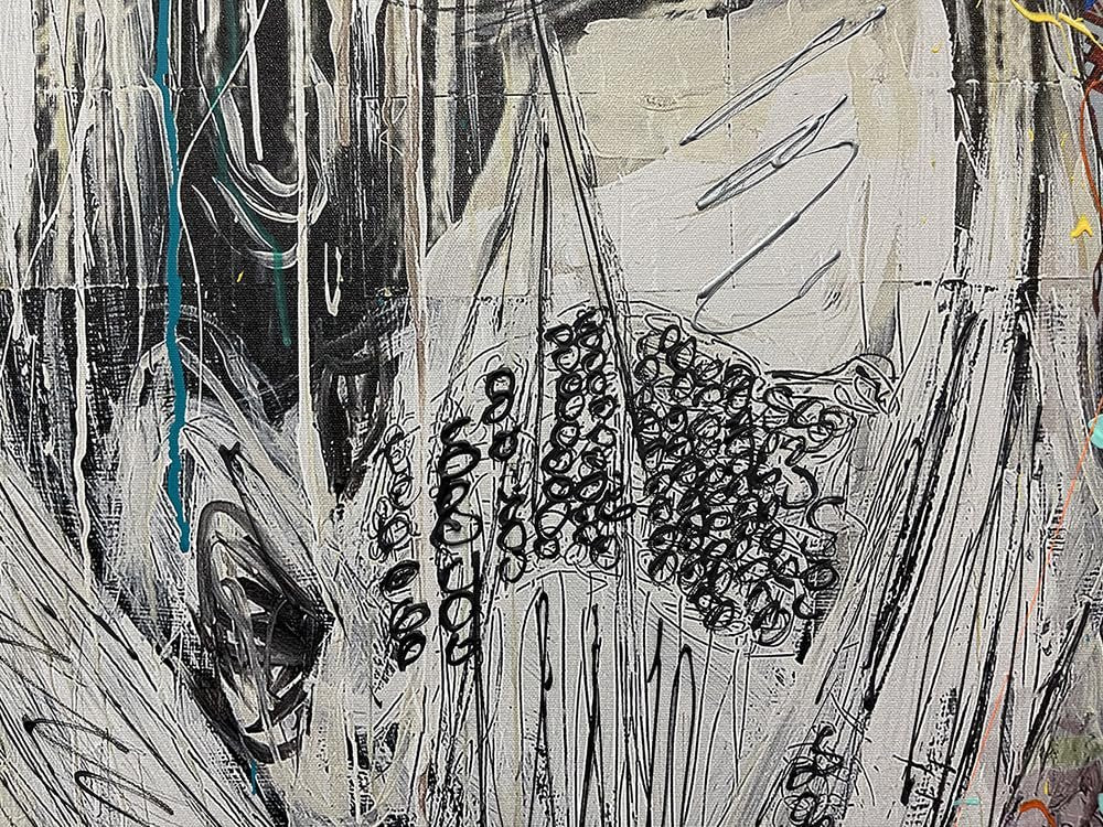 The Girl Next Door, original mixed media on canvas by Oliver Neilson, 38x60