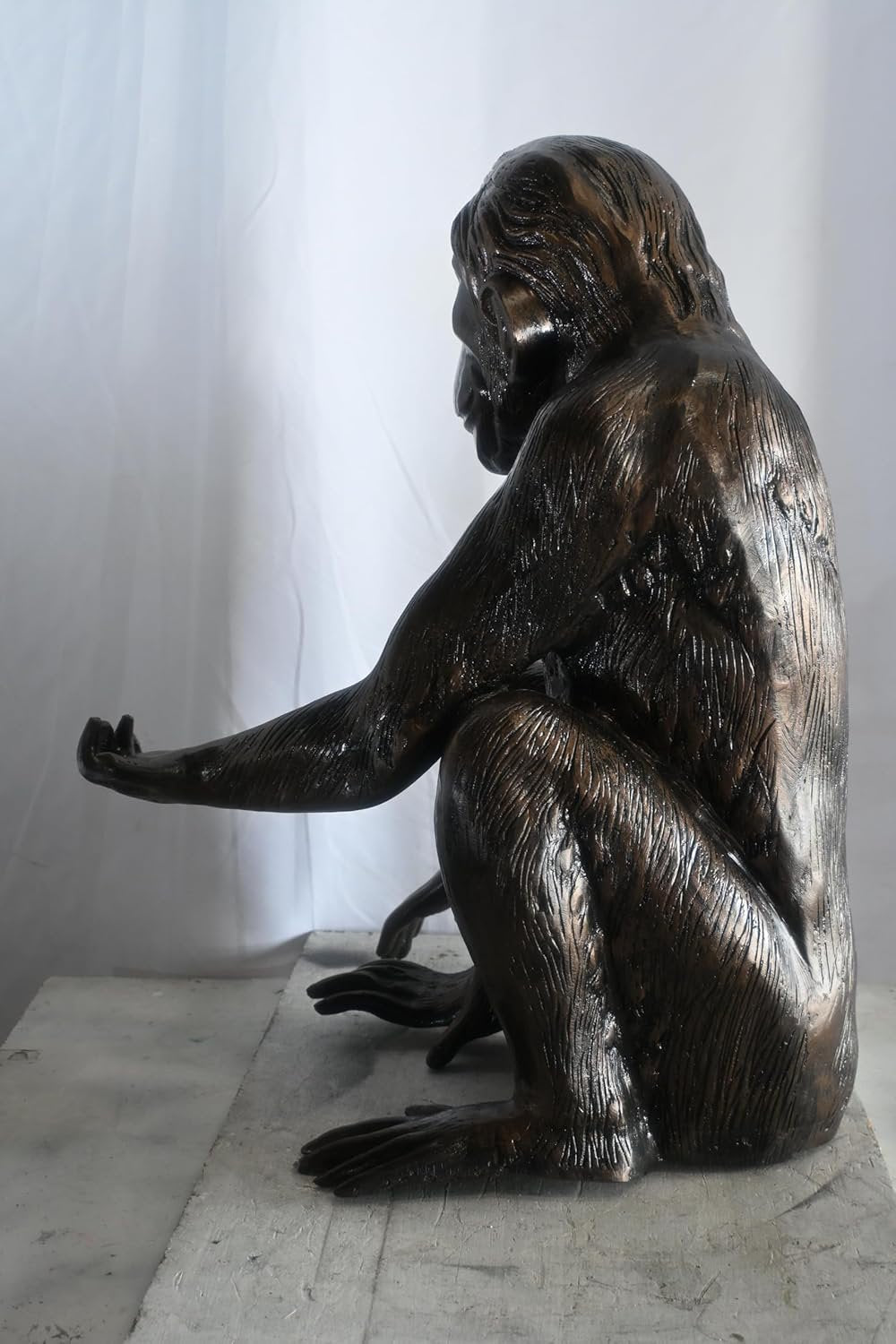 Realistic Sitting Chimpanzee Handcrafted Aluminum Statue 27"x21"x31"H